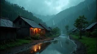 Misty Rain in an East Asian Village – Relaxing Rain and River Sounds