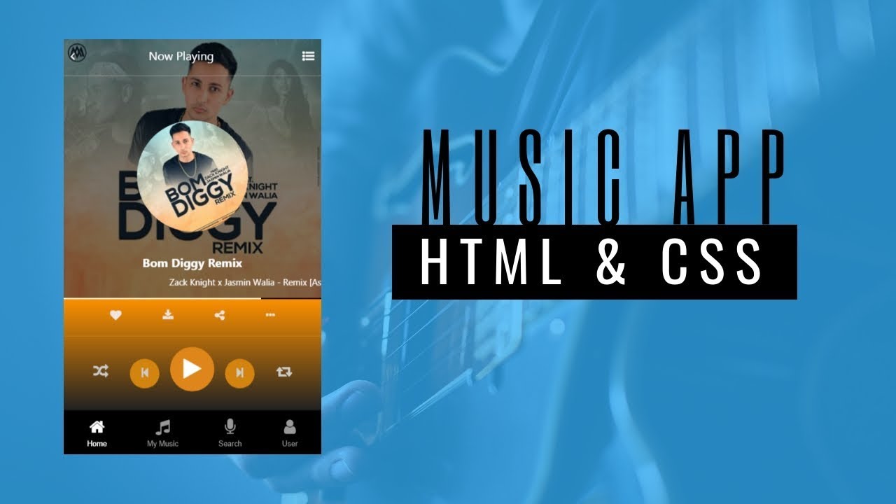 Easy Tutorials How To Make Music App Design Using HTML And CSS Bootstrap | HTML CSS Tutorial