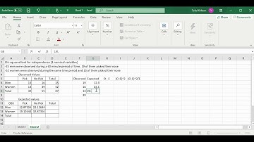 Chi squared test for Independence using Excel