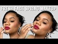 Fresh face bold lip  spring makeup  kenishialashay