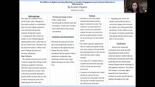 Effects of Digital Learning Materials in Mathematics by Kristen Papach, Advisor, Dr. S Smith-Sanchez