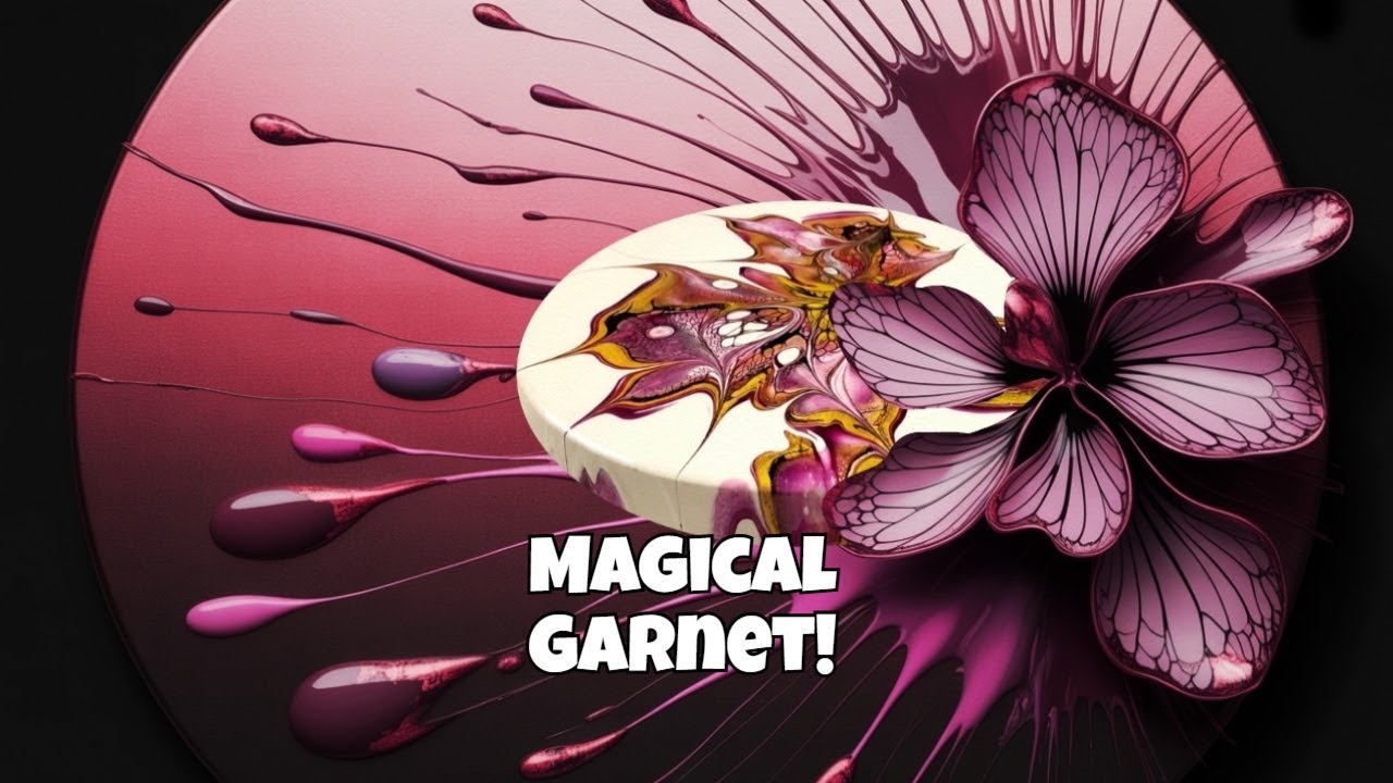 Техника жидкой живописи с использованием дикого граната и золота | Волшебная 3-минутная техника, ...