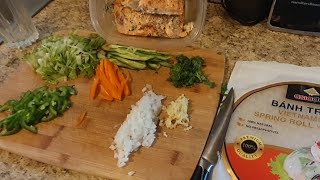 Trying to make rice paper salmon wraps!! sharing some interesting things I came across...hang(funny)