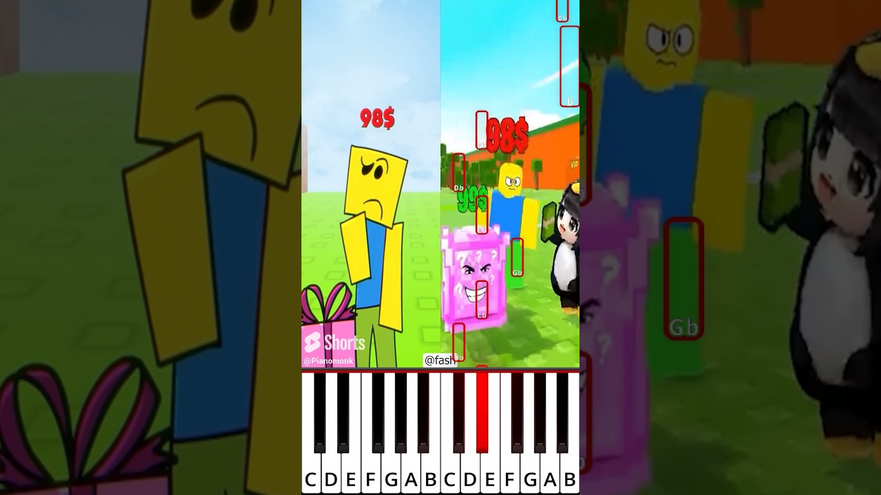 Kick a Lucky Block | Roblox Animation (@fash) - Octave Piano Tutorial