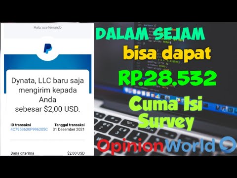 Web Penghasil Uang Paypal || Isi survey Opinionworld dapat saldo paypal???