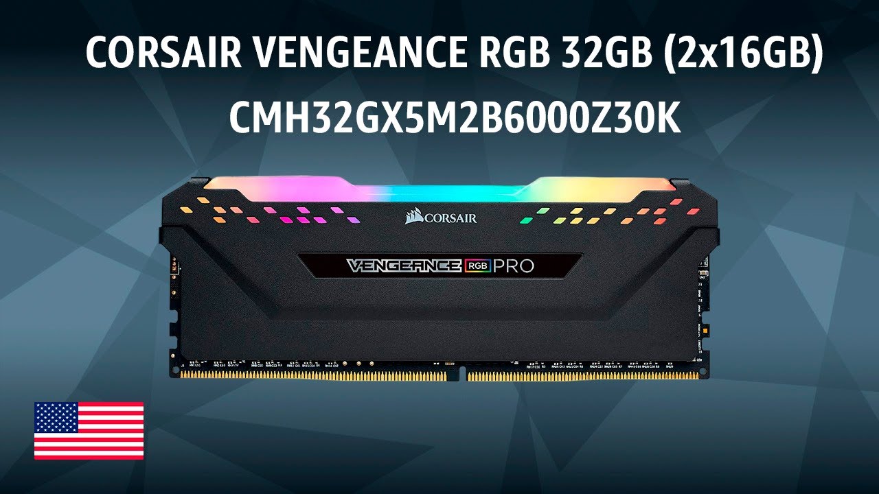 DDR5 RAM CORSAIR VENGEANCE RGB 32GB (2x16GB) CMH32GX5M2B6000Z30K 