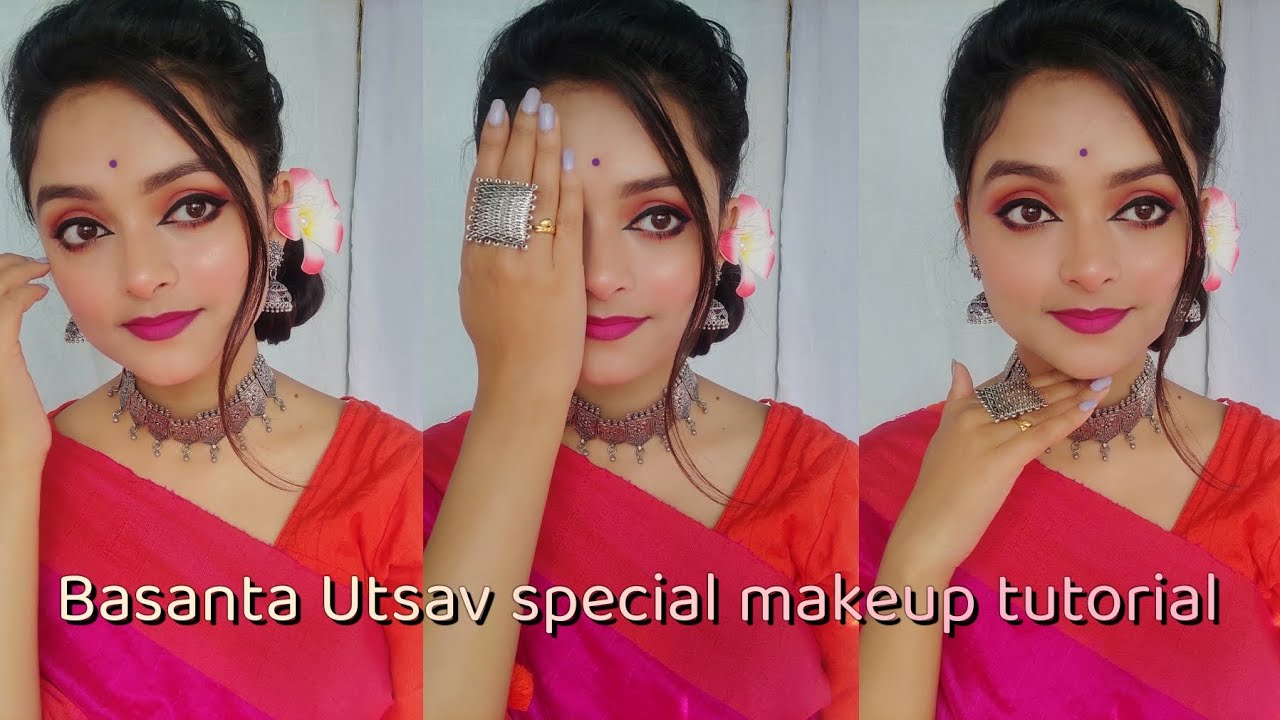 Holi/Basanta utsav makeup look | Holi makeup tutorial - YouTube