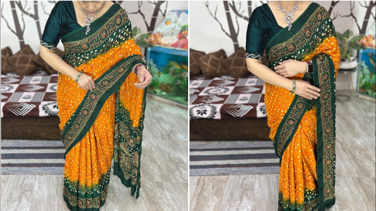 Как надеть сари из жоржета всего за 5 минут | Простое драпирование сари с идеальными складками