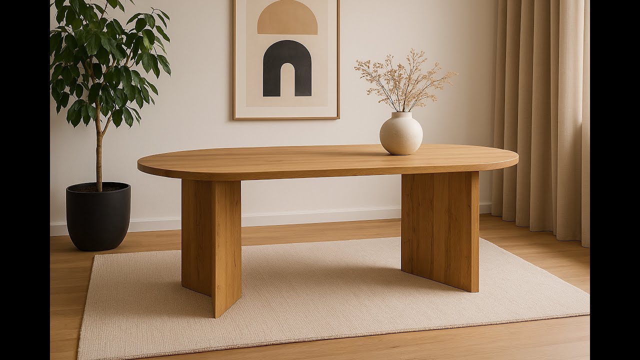 Esstisch OVI in Wildeiche 🌿 | Ovaler MDF-Tisch mit V-Gestell | Modernes Design für dein Esszimmer