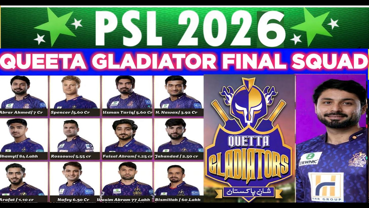 PSL 2026 Quetta Gladiators Final Squad | Complete Team Squad & Players ...