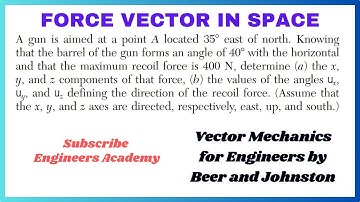 Determine the x, y, and z components of the recoil force  (3D Force Problems ) Engineers Academy