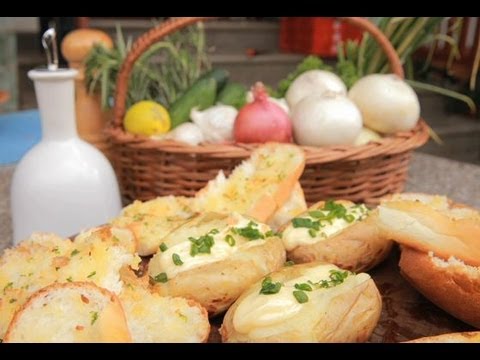Jacket Potatoes With Garlic Bread By Siddhanth | India Food Network