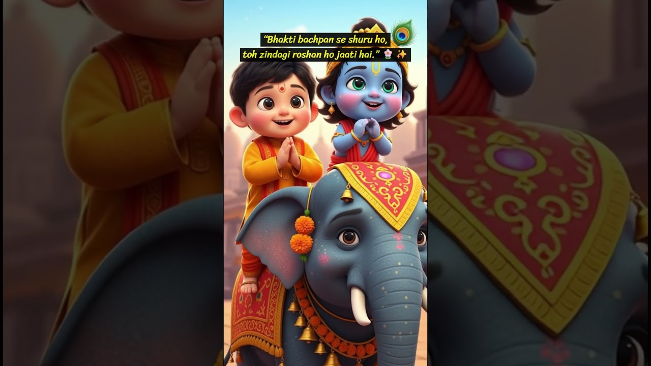 🐘 Krishna Ka Mandir Safar | Cute Kids Bhakti Song 🔔🌼 