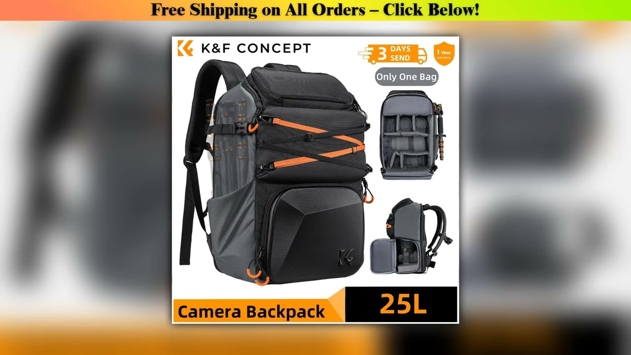 K&F Concept 25L Outdoor Camera Backpack Bag for Canon Sony DJI DSLR/SLR Laptop Travel Camera Bag
