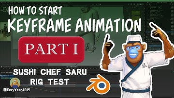 Part-1 --blocking |How to start Keyframe Animation in Blender and Sushi Chef SARU Rig Test