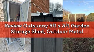 Review Outsunny 5ft x 3ft Garden Storage Shed, Outdoor Metal Shed with Sloped Roof, Lockable Door fo