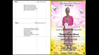 THANKSGIVING SERVICE FOR CECILIA CUNNINGHAM
