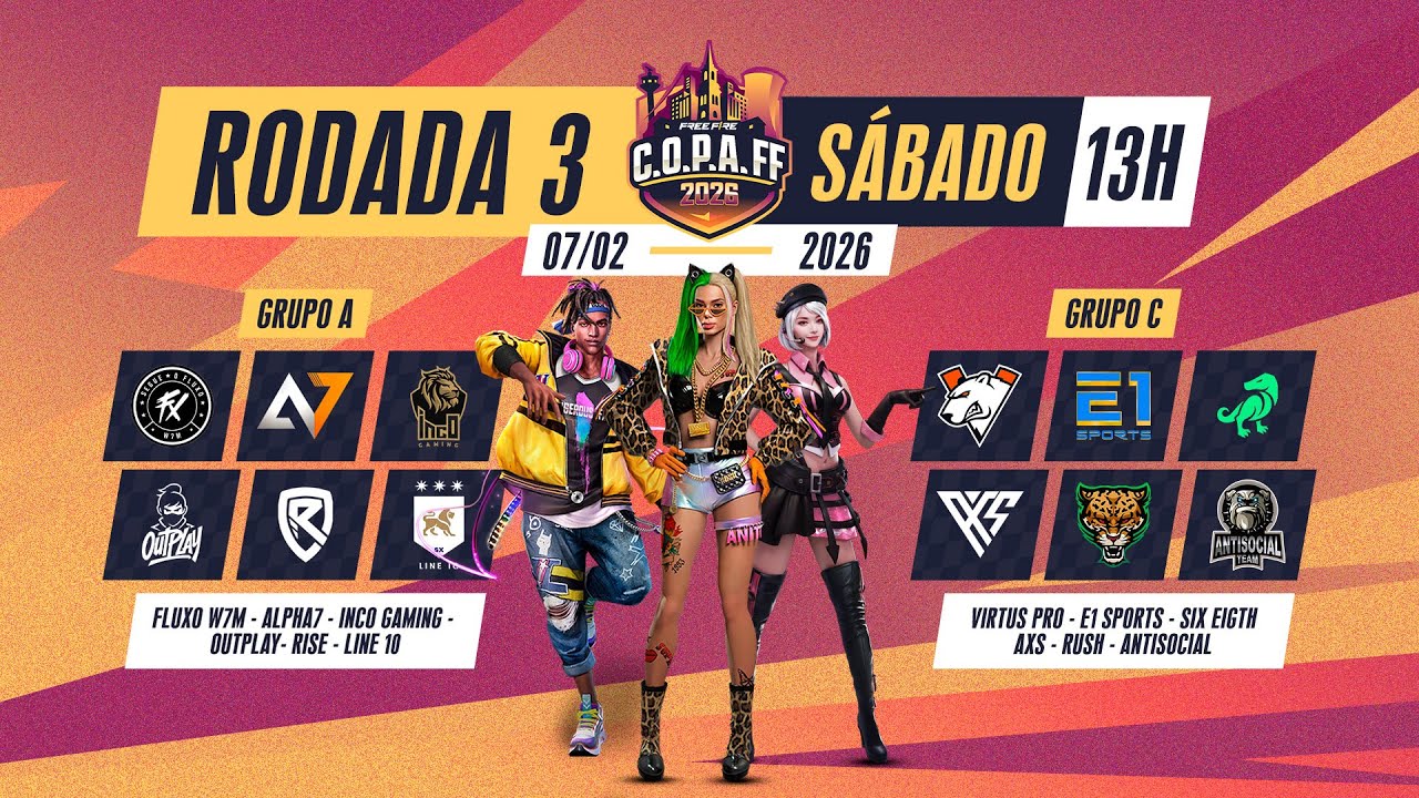 C.O.P.A FF 2026 🚨 PRÉ-WB  🏆 RODADA 3 - GRUPOS A e C 🚨 #freefire