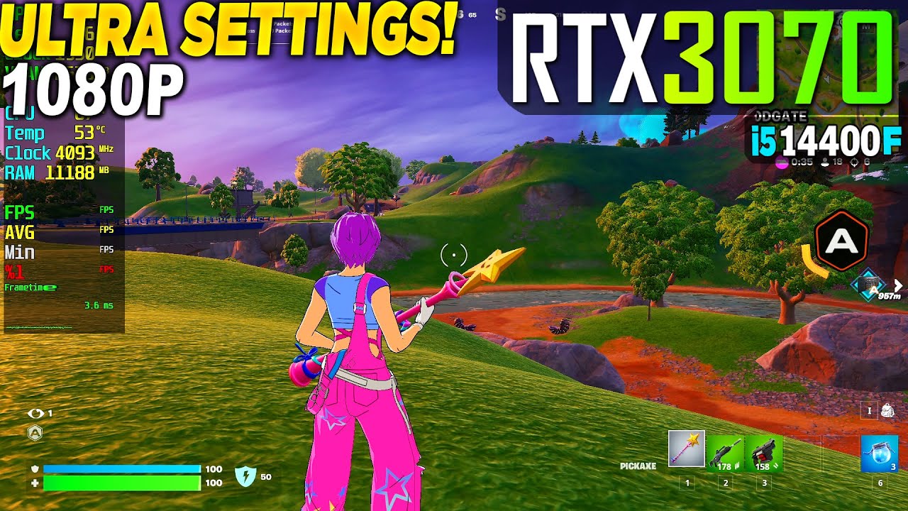 Fortnite Chapter 6 Season 4 RTX 3070 + i5 14400F - 1080p Performance Mode, Ultra,