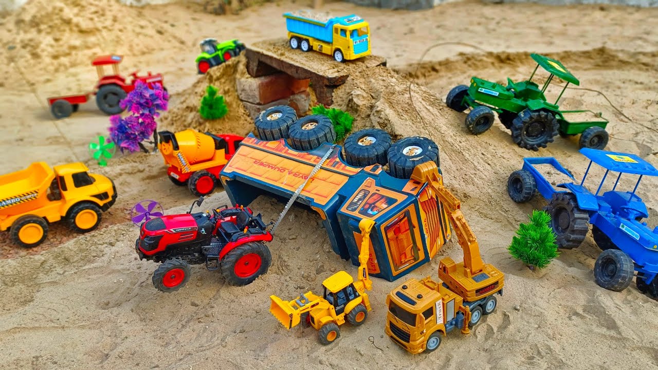 Tata Dumper pulled out of accident by Mahindra tractor and JCB 3dx। Truck loading video 