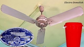 I.E.W BEHALA 56inch 1937 Antique Ceiling Fan vs Long Bucket contains full of H2O