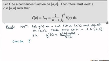Math 115 - Video 9.3 - The Mean Value Theorem for definite integrals