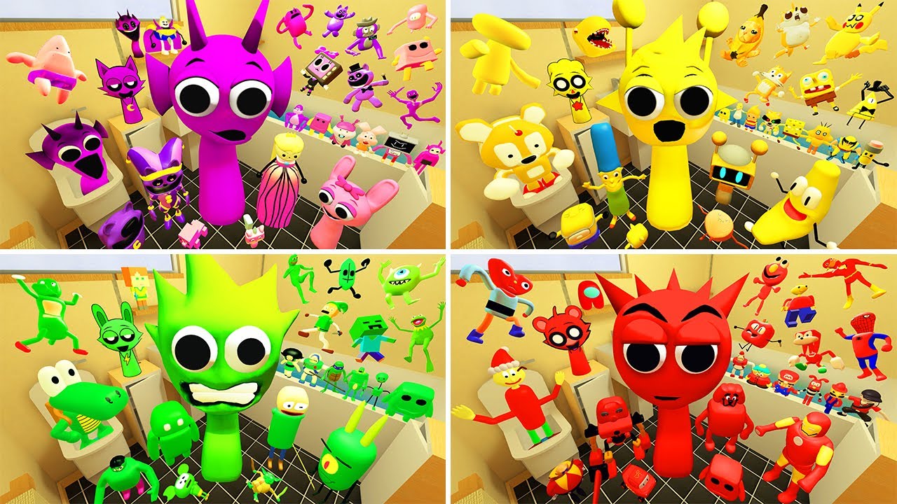 🛁 WHICH COLOR IS STRONGER? SPRUNKI SONG VS 3D SANIC MEMES SPARTAN KICKING | BATHROOM in Garry's Mod!