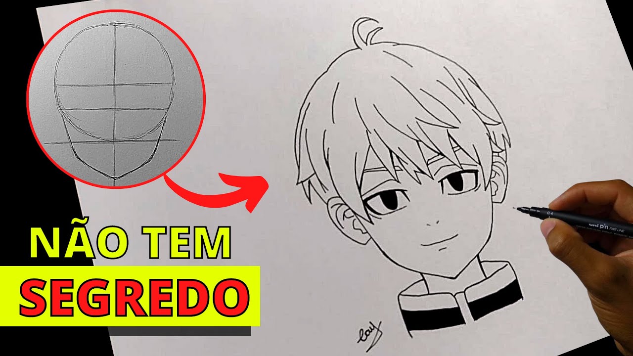 Como Desenhar Um Personagem de Anime - Rosto Masculino Passo a