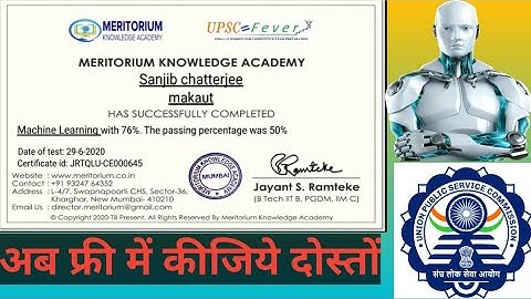 Machine Learning Course With Certificate | Machine Learning | Online Certificate course free | Quiz