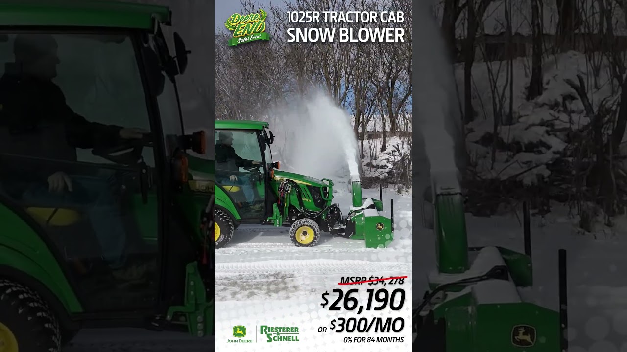 John Deere 1025R + Factory Cab and Snow Blower | Winter Ready! | Riesterer & Schnell