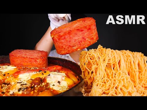 ASMR SPICY COLD NOODLES + SPICY RICE CAKE + SPAM (Eating Sound) | MAR ASMR