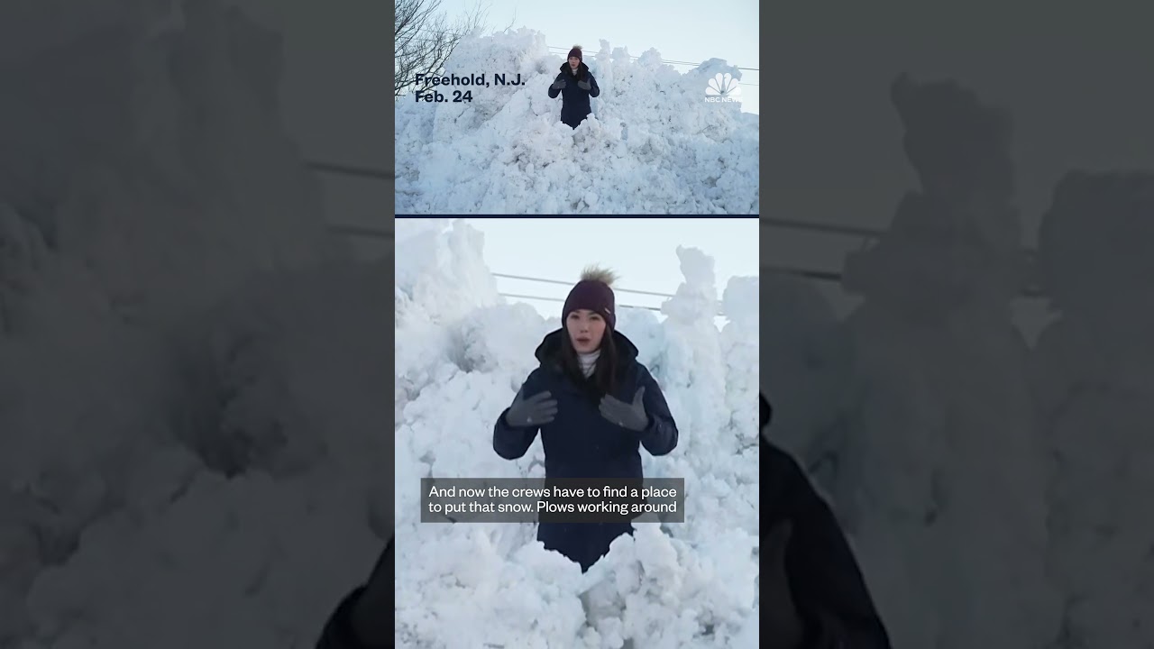 See how high snow piles are getting after the blizzard