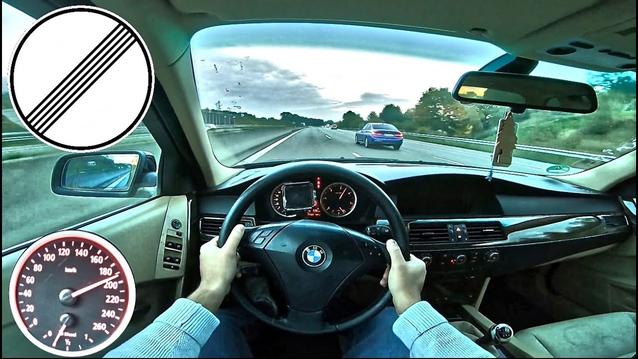 BMW E61 525D 177HP Manual (2004) German Autobahn POV Test Drive Onboard