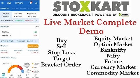 Stoxkart Pro All Segment Live Market Demo in Hindi | Buy- Sell- Stop Loss- Target- Bracket Order
