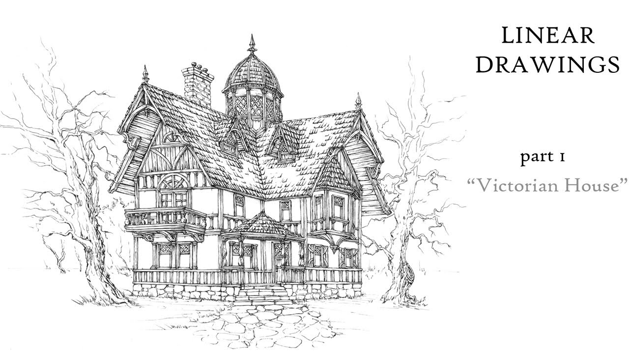 victorian house drawing sketch