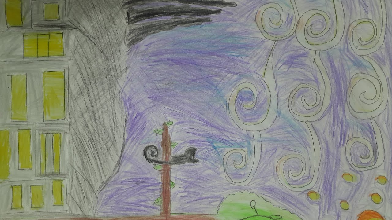 حاولت أقلد اللوحة الشهيرة  Starry Night          AoiSketches-o1W          