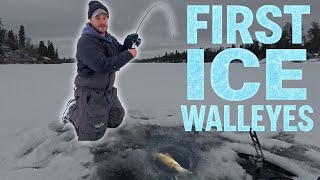 First Ice Walleyes (INSANE BITE! 🤯)