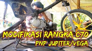 cara membuat rangka c70 mesin jupiter / mesin vega
