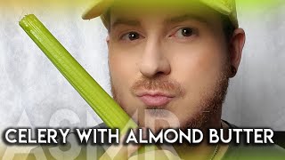EATING ASMR ||| Celery with almond butter ||| INTENSE CRUNCHY EATING ASMR screenshot 2