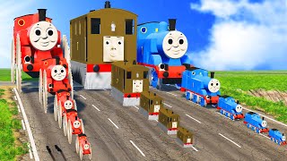 Big & Small: Toby The Tram Engine vs James the Red Engine wSawWheels vs Thomas vs DOWNOF DEATHBeamNG screenshot 5