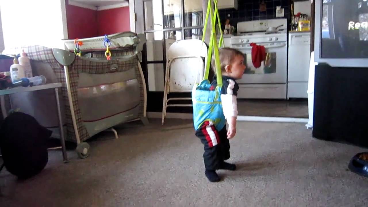 8 month old baby Maddy interrupted while jumping in his Johnny Jump Up