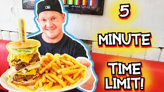 CRAZY 5 MINUTE 3 POUND BURGER CHALLENGE IN CALI AT ROY'S CAFE!