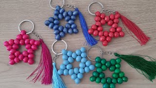 AHŞAP BONCUKTAN YILDIZ ANAHTARLIK NASIL YAPILIR amazing star keychain making from beads