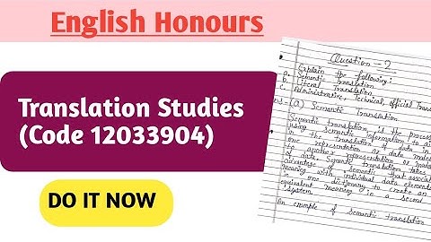 Translation Studies | BA Honours |(Code : 12033904) | ABE 2021