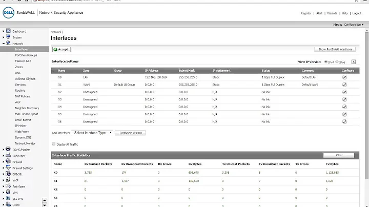 How to configure the SonicWALL WAN / X1 Interface with Static IP address