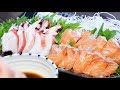 【飯テロ系ASMR】たこ・サーモンの刺身 Octopus &amp; Salmon Sashimi Eating Sounds【咀嚼音】