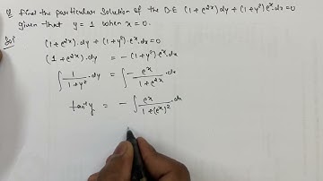 Solve DE (1 + 𝑒^2𝑥) dy + (1 + 𝑦^2) ex dx = 0, given that y = 1 when x = 0. Ch-9 12th Maths