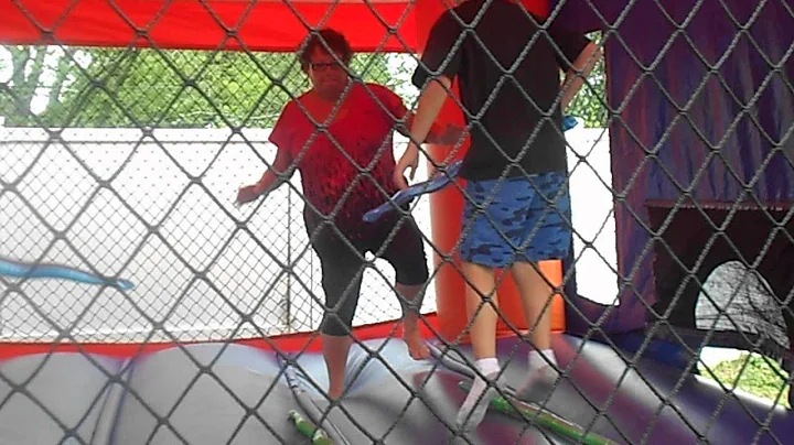Cindy Garvin in the jump house