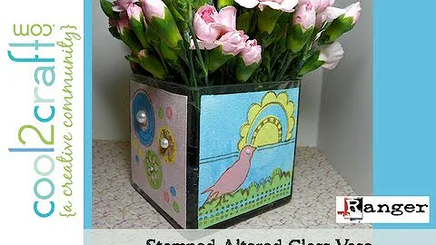 How to Make a Studio Paint Stamped Glass Vase by Lisa Fulmer