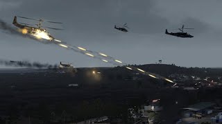 Multiple Attack Helicopter firing Missiles at Military Outpost - Military Simulation - ARMA 3 screenshot 3